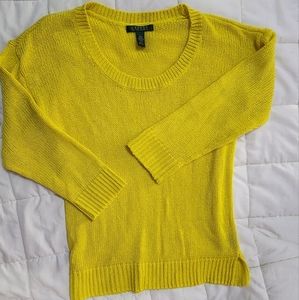 Ralph lauren knit yellow 3/4 top